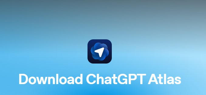Screenshot of ChatGPT Atlas, an AI-powered browser by OpenAI, showing a clean interface with a central AI prompt bar for seamless web tasks on a Mac.