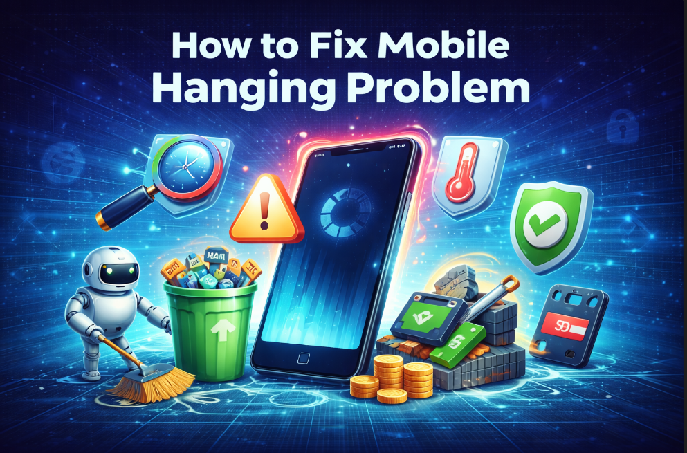How to fix mobile hanging problem showing android phone lag, storage cleanup, performance boost, and overheating solution